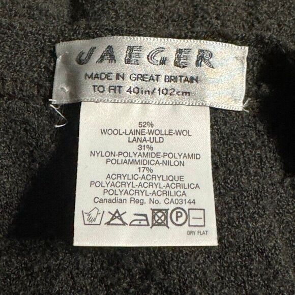 Vintage Jaeger Womens Made in Great Britain Grey Wool Preppy Cardigan sz M - Picture 9 of 9
